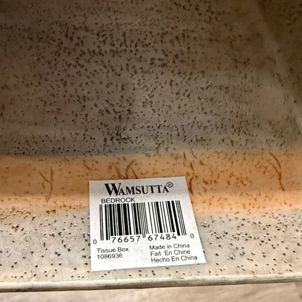 Wamsutta Bedrock Tissue Box Cover Resin Fossil Gray Green Beige Band Y2K